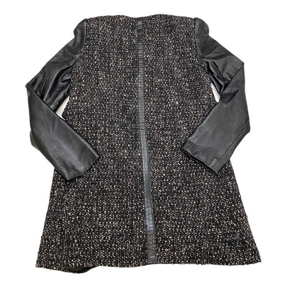 Zara Woman Jacket Size Small Black Boucle Tweed Leather Sleeve - Picture 11 of 12